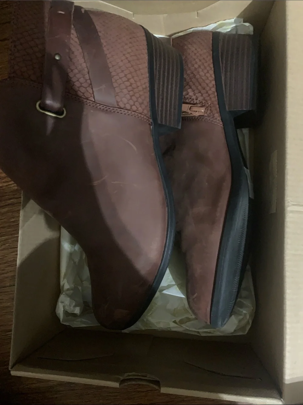 Clarks Women’s Brown Boots - Textured Leather Ankle Boot